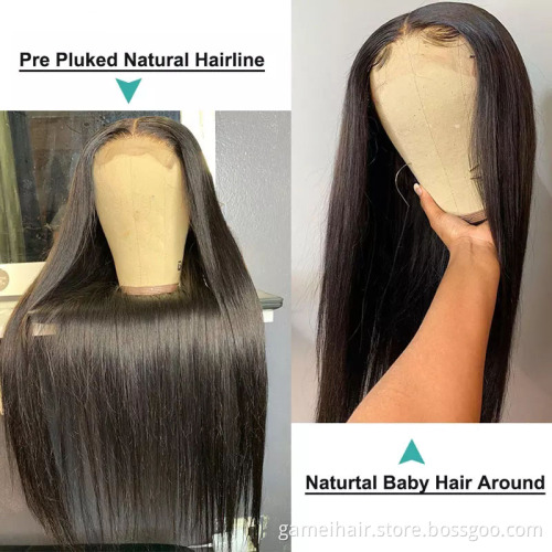 Unprocessed Straight Hair Hd Glueless 360 Full Lace Wig Wholesale Raw Indian Human Hair 360 Full Lace Wig For Black Women